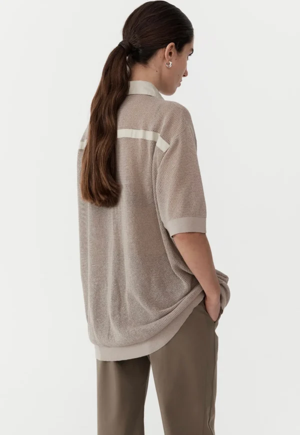 Clearance Mesh Short Sleeve Shirt - Fog Women Tops & Tees