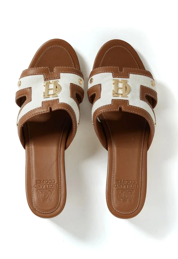 Outlet Monogram Mule - Tan Canvas Women Footwear | Heels