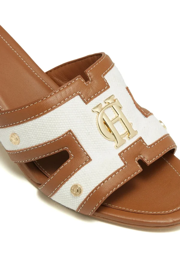 Outlet Monogram Mule - Tan Canvas Women Footwear | Heels