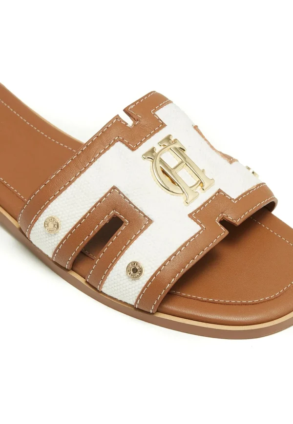 Fashion Monogram Slides - Tan Canvas Women Footwear | Slides & Sandals
