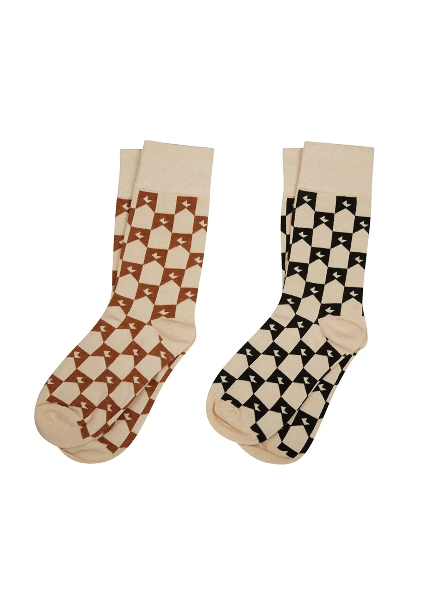 monogram_socks__pack__san_1.webp Discount Monogram Socks 2 Pack - Sand Black/Sand Brown Women Socks | Socks
