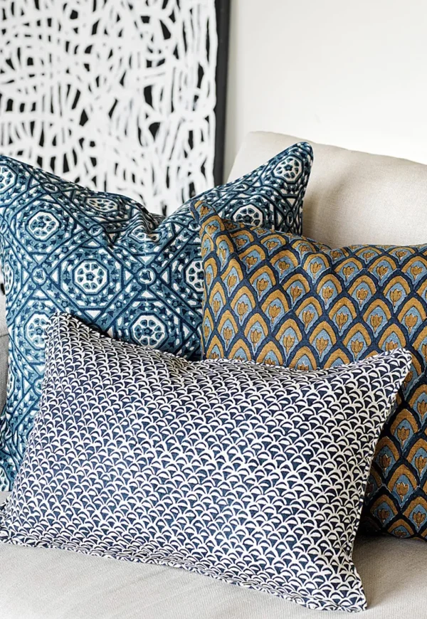 Discount Moro Indian Teal Linen Cushion 35x55 Cushions & Throws