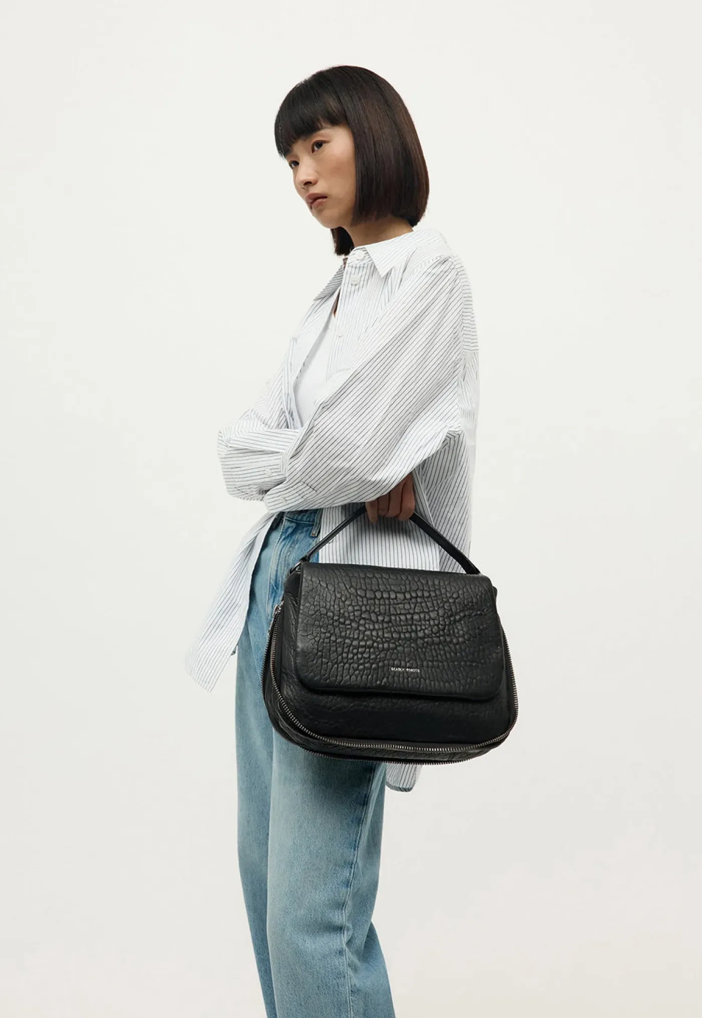 mr_caiman__gunmetal_black_1.webp Fashion Mr Caiman - Gunmetal Black Bulle Women Bags | Bags