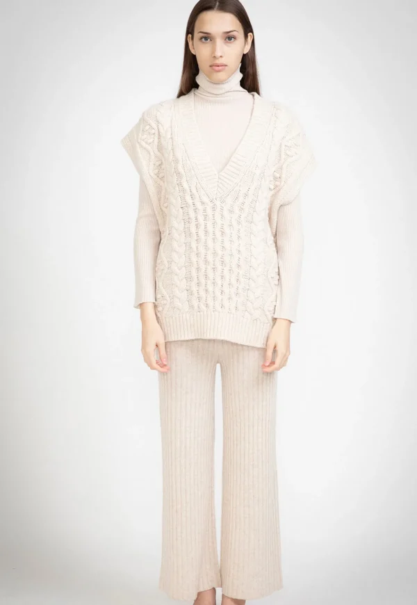 Best N.105 Cable Cashmere Vest - Shell Women Knitwear