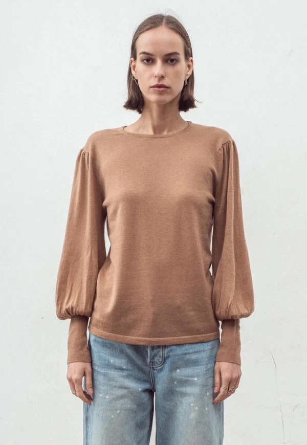 Fashion N.33 Cashmere Blend Bell Sleeve Pullover - Spice Women Knitwear
