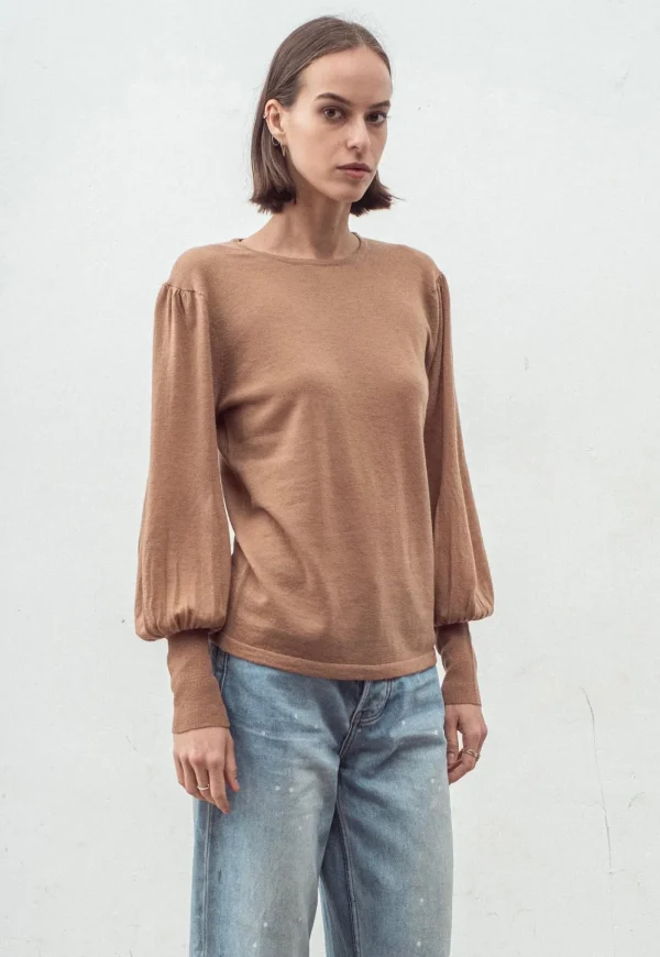 Fashion N.33 Cashmere Blend Bell Sleeve Pullover - Spice Women Knitwear