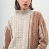 Sale N.324 Cashmere Blend Funnel Neck - Almond Women Knitwear