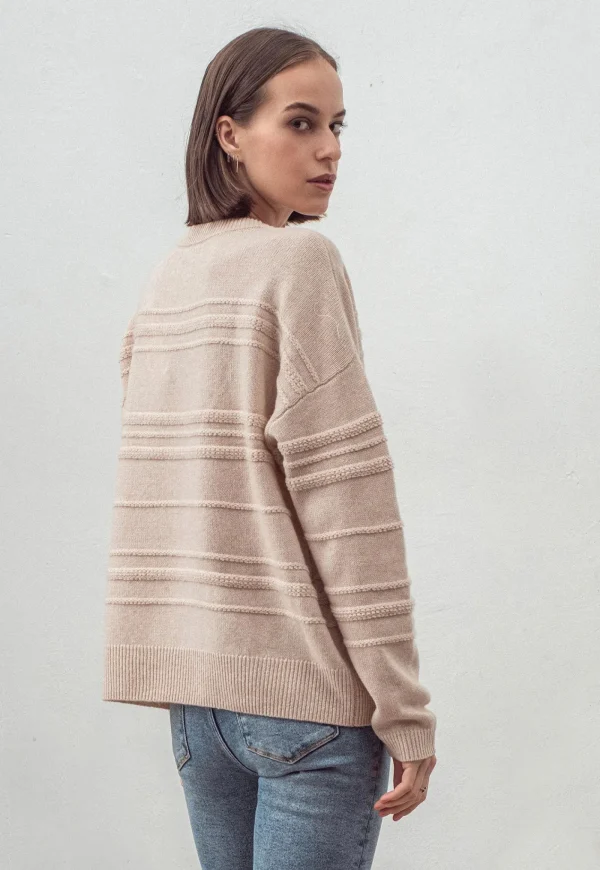 Fashion N.330 Cashmere Blend Oversized Crew Neck - Shell Beige Women Knitwear