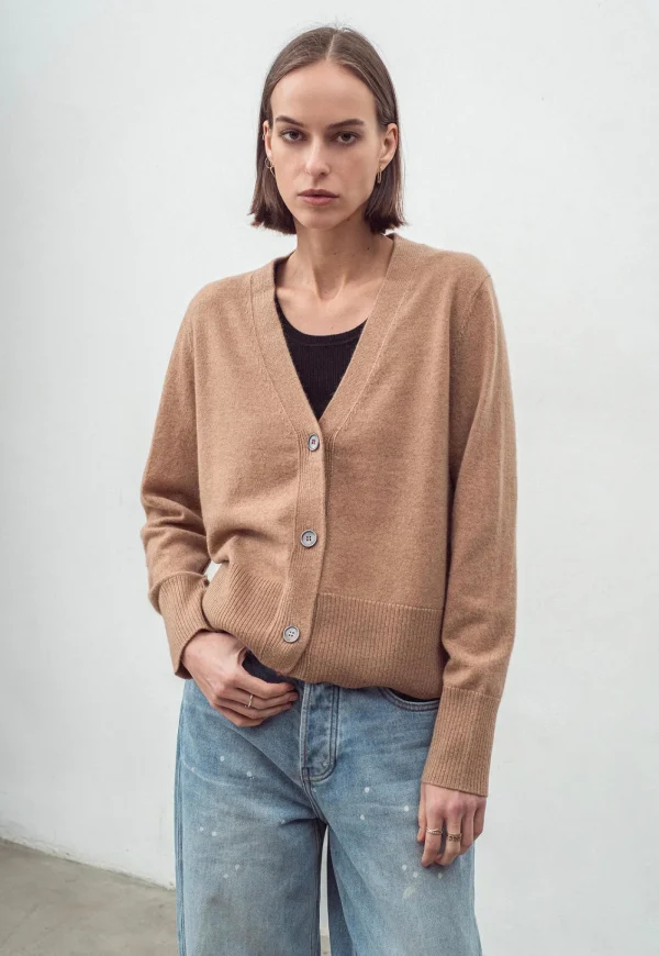 Discount N.09 Cashmere Cardigan - Tan Women Knitwear