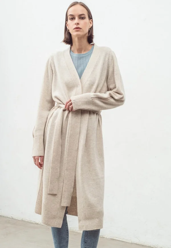 Fashion N.168 Long Cashmere Blend Cardigan - Shell Women Knitwear