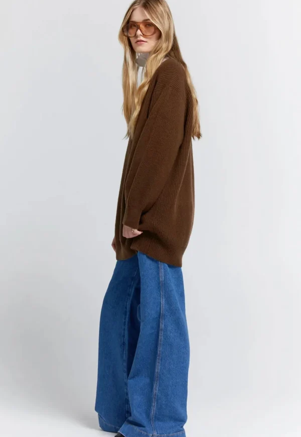 Clearance Naomi Oversized Cashmere Sweater - Dark Brown Women Knitwear