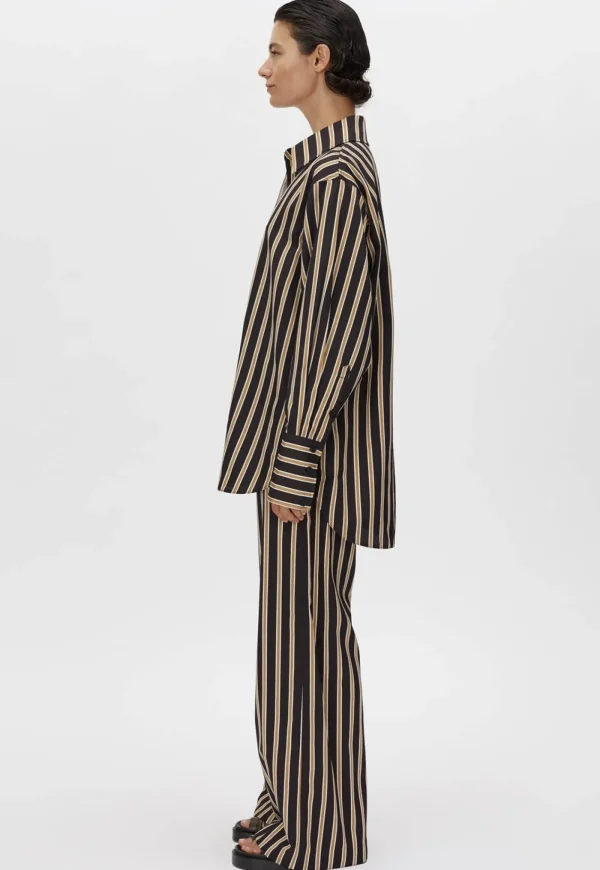 Online Novella Shirt - Black/Bronze Stripe Women Tops & Tees