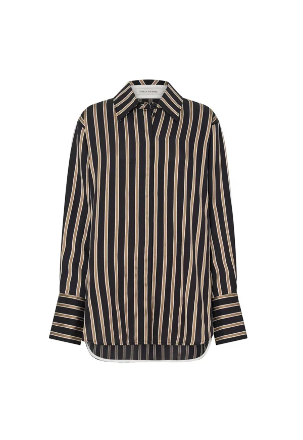 Online Novella Shirt - Black/Bronze Stripe Women Tops & Tees