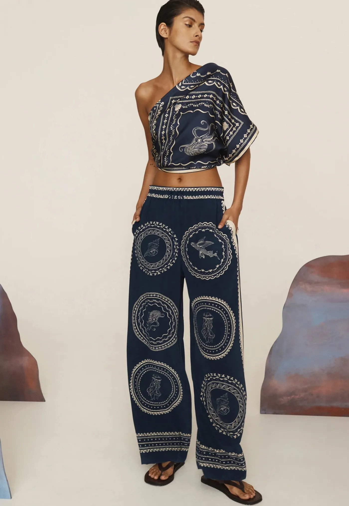 oceane_silk_pant__blue_0.webp Outlet Oceane Silk Pant - Blue Women Pants