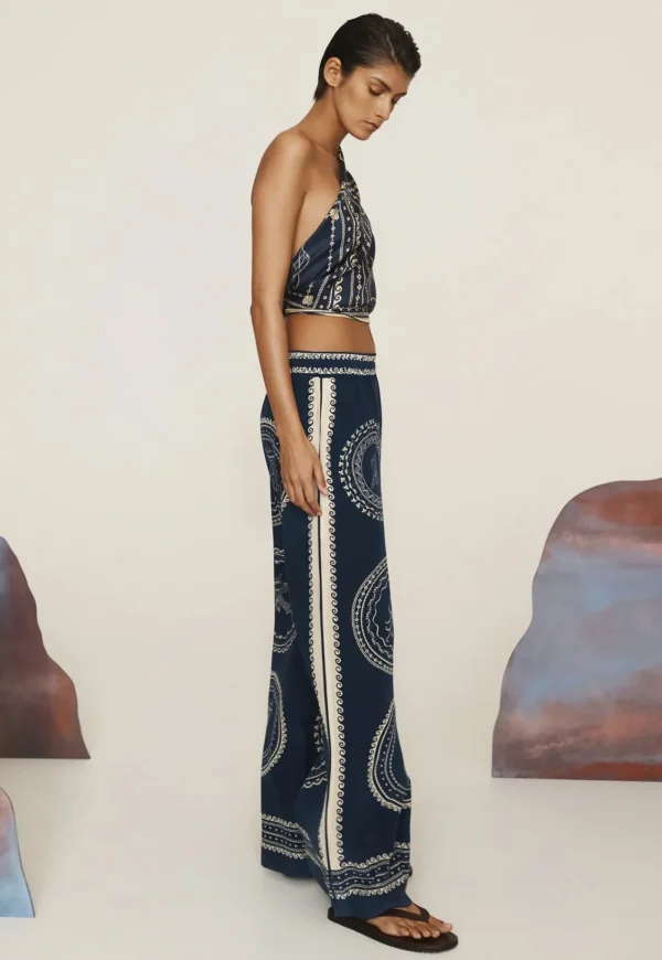 Outlet Oceane Silk Pant - Blue Women Pants