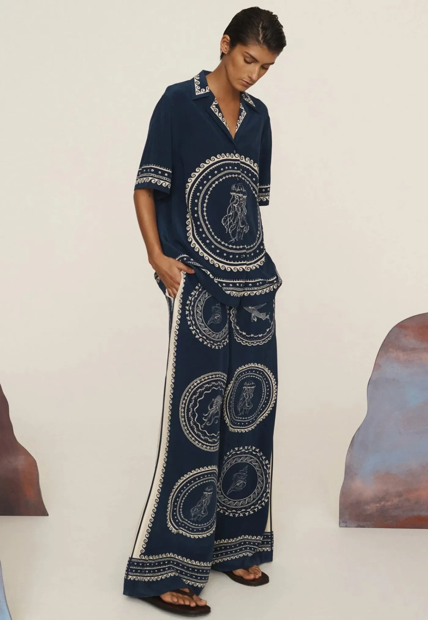 oceane_silk_pant__blue_3.webp Outlet Oceane Silk Pant - Blue Women Pants