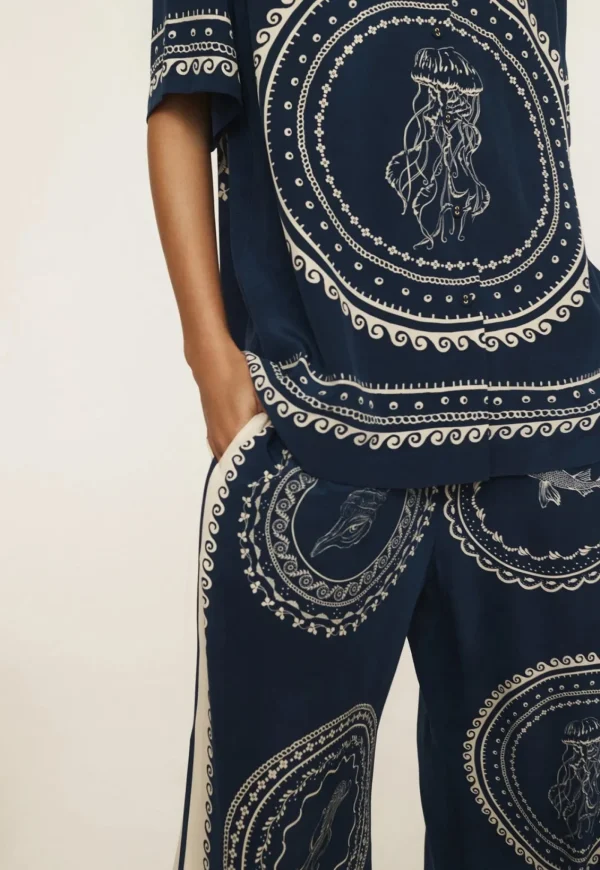 Outlet Oceane Silk Pant - Blue Women Pants