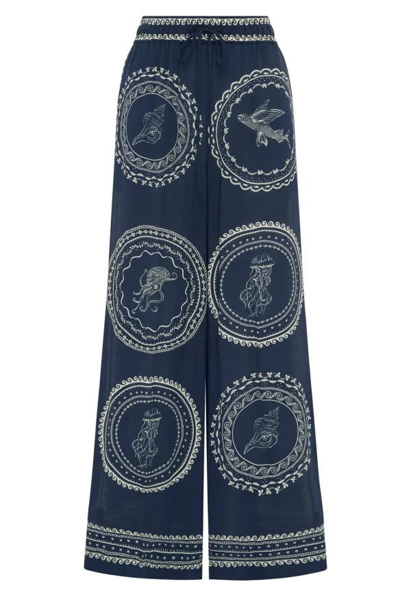 Outlet Oceane Silk Pant - Blue Women Pants