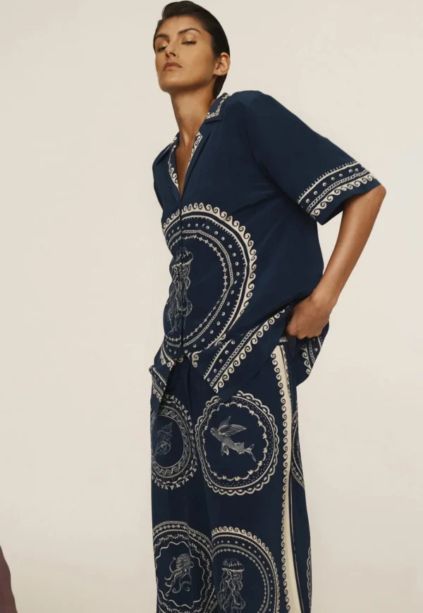 Discount Oceane Silk Shirt - Blue Women Tops & Tees
