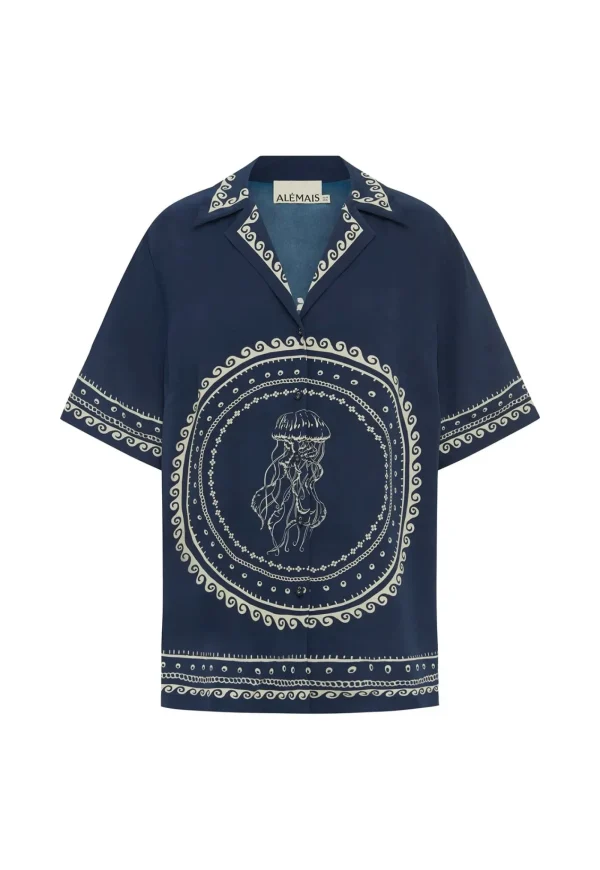 Discount Oceane Silk Shirt - Blue Women Tops & Tees