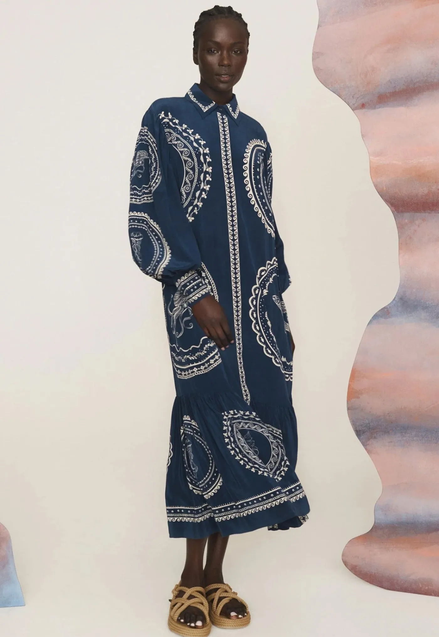 oceane_silk_shirtdress__b_4.webp Outlet Oceane Silk Shirtdress - Blue Women Dresses