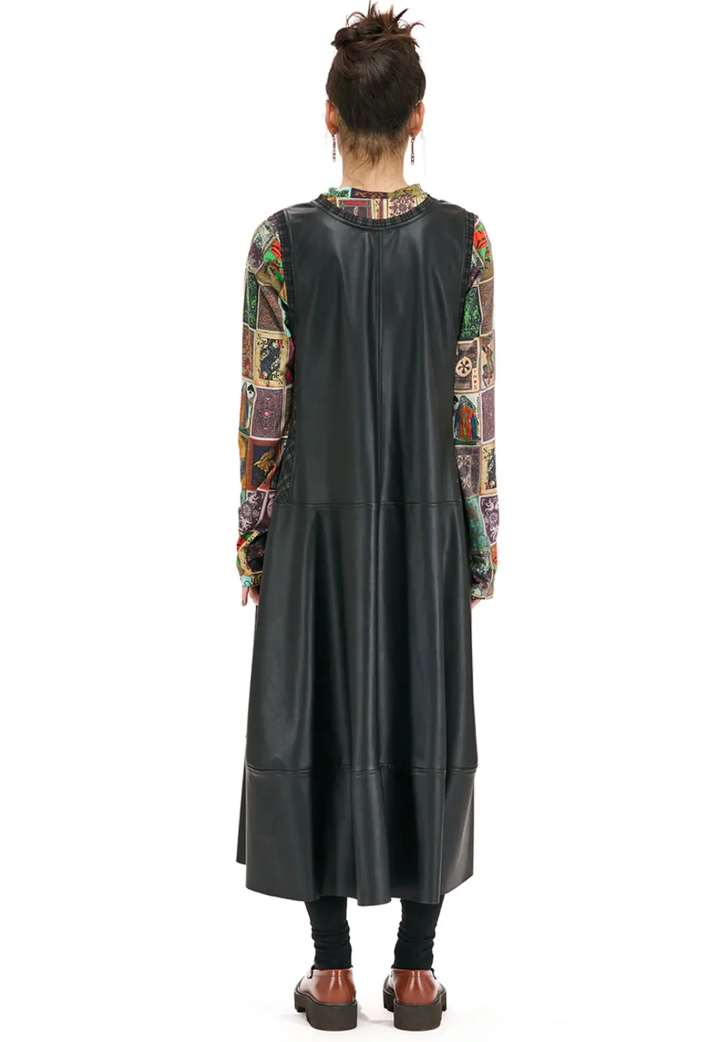 optional_dress__pleather__3.webp Online Optional Dress - Pleather Brown Check Women Dresses