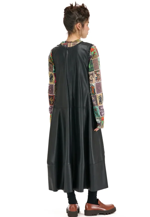 Online Optional Dress - Pleather Brown Check Women Dresses