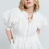 Clearance Organic Cotton Melody Top - Off White Shirting Women Tops & Tees