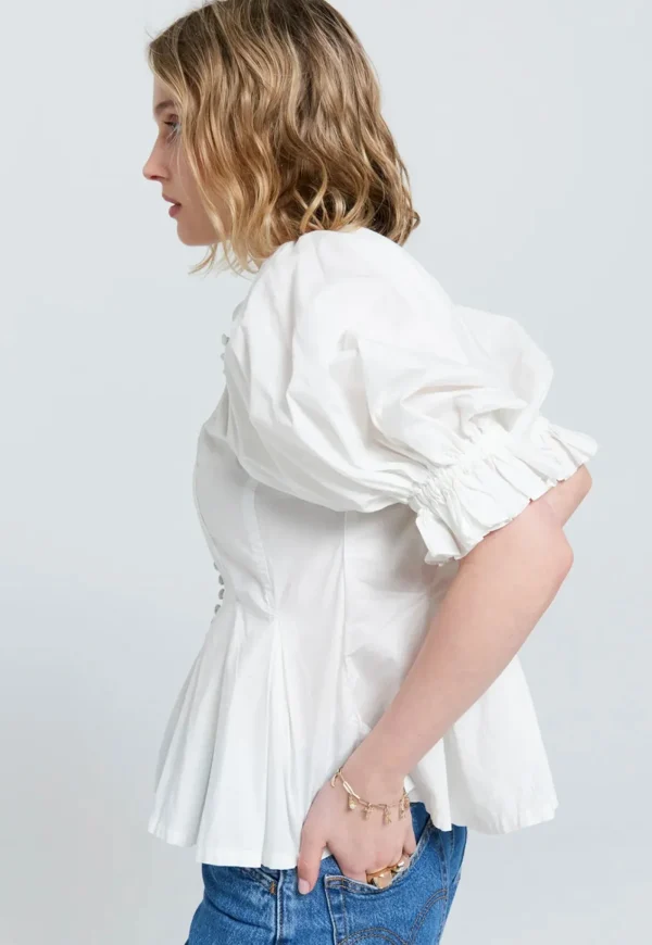Clearance Organic Cotton Melody Top - Off White Shirting Women Tops & Tees