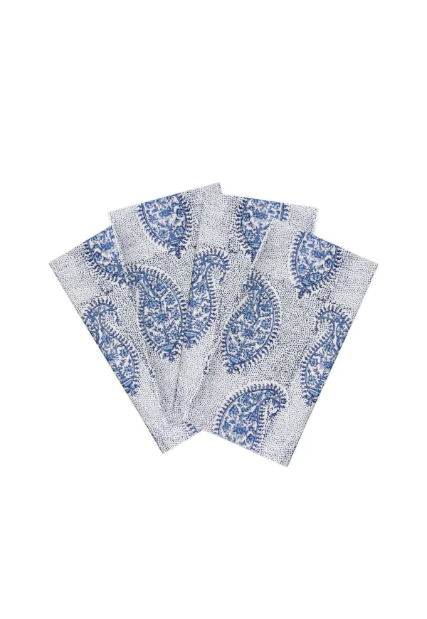 Clearance Paisley Azure Cotton Napkins (Set of 4) Cushions & Throws