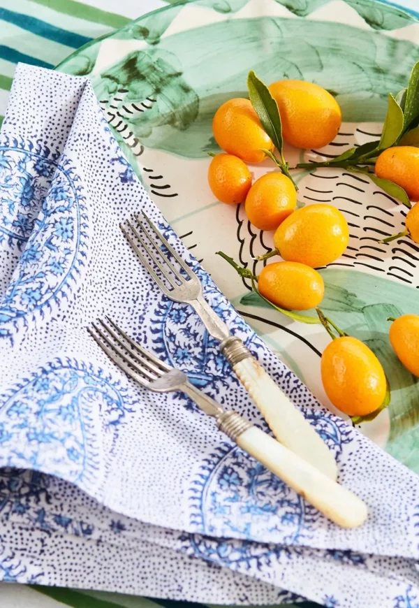 Clearance Paisley Azure Cotton Napkins (Set of 4) Cushions & Throws