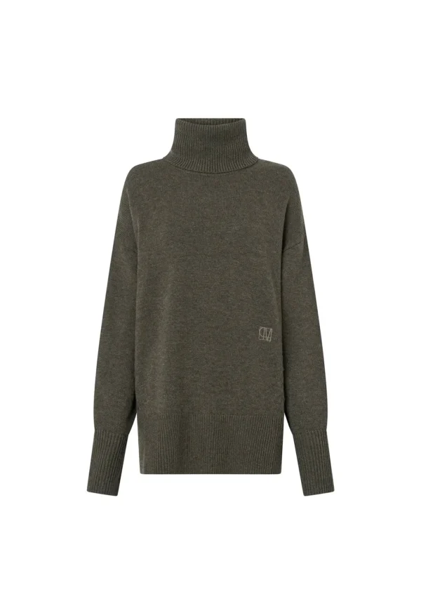 Discount Pascal Cashmere Blend Turtleneck - Army Green Women Knitwear