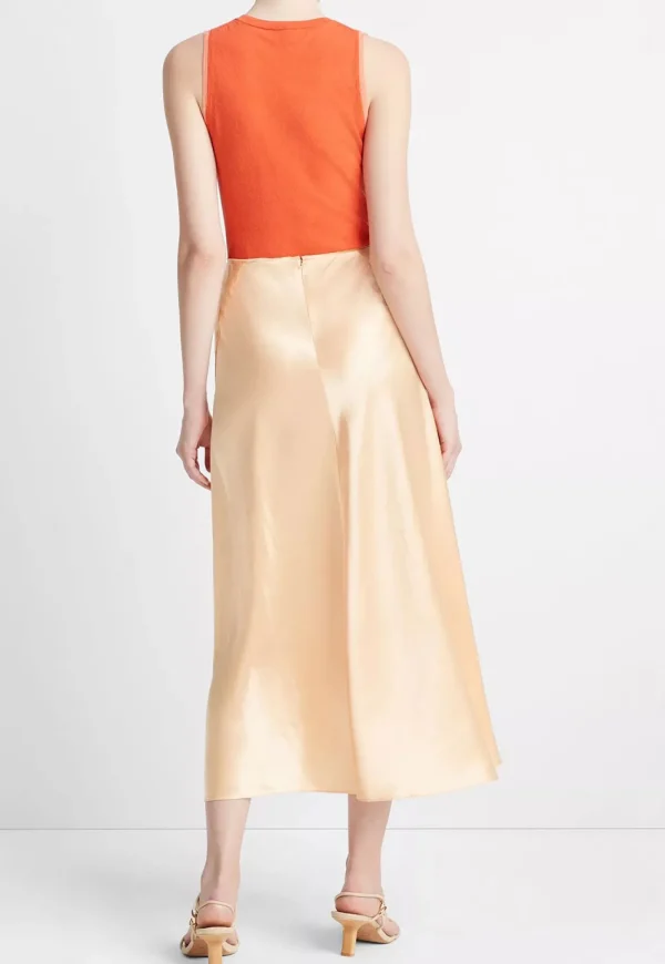 Sale Raw Edge Panelled Slip Skirt - Cantaloupe Women Skirts