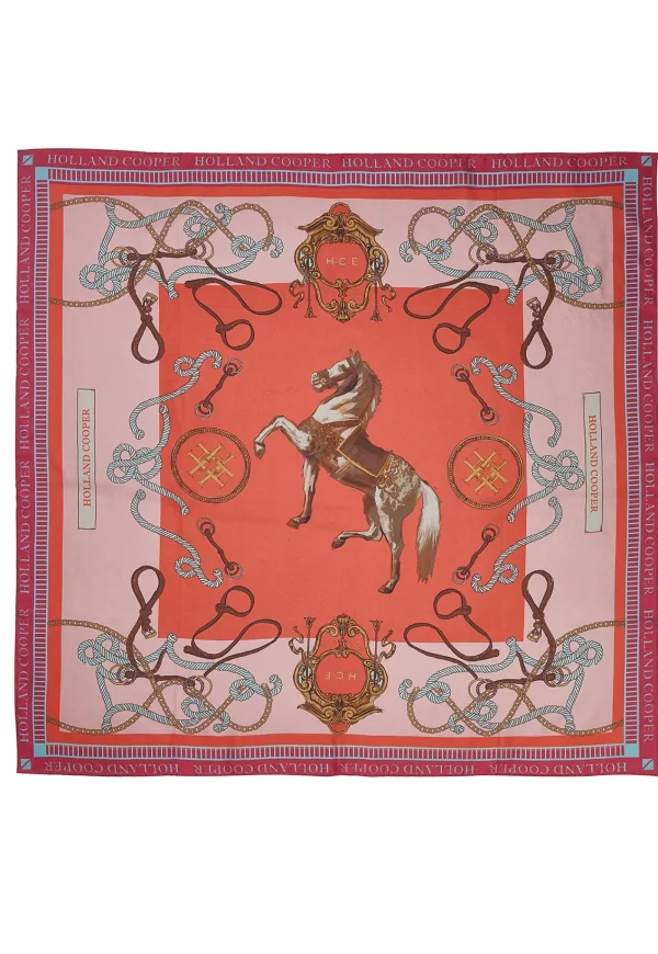 Hot Regal Horse Silk Scarf - Coral Women Scarves | Scarves