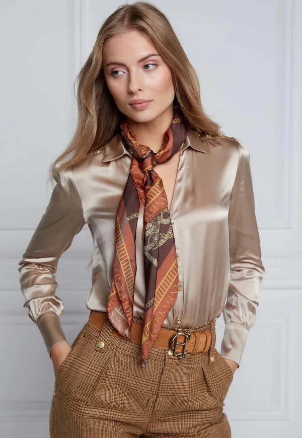 Outlet Regal Horse Silk Scarf - Caramel Women Scarves | Scarves