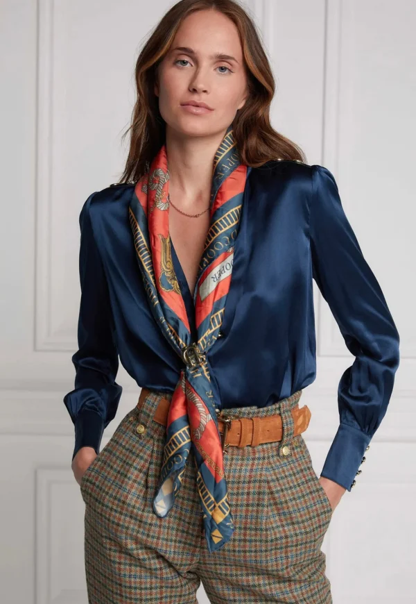 Best Regal Horse Silk Scarf - Ink Navy Neroli Women Scarves | Scarves
