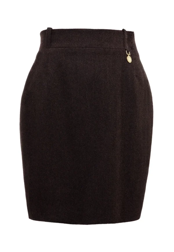 Sale Regency Skirt - Chocolate Herringbone Women Skirts