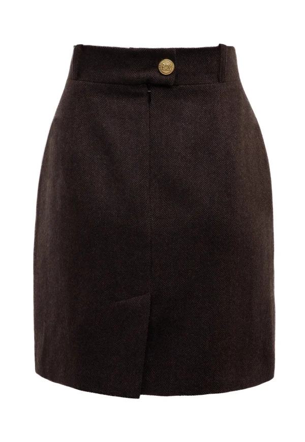 Sale Regency Skirt - Chocolate Herringbone Women Skirts
