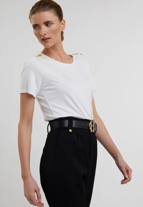 Online Relaxed Fit Crew Neck Tee - White Women Tops & Tees