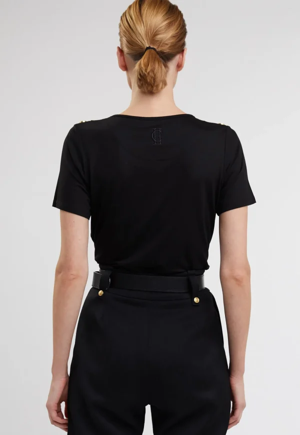 Best Relaxed Fit Crew Neck Tee - Black Women Tops & Tees