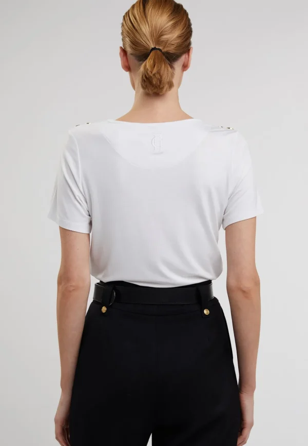 Online Relaxed Fit Crew Neck Tee - White Women Tops & Tees