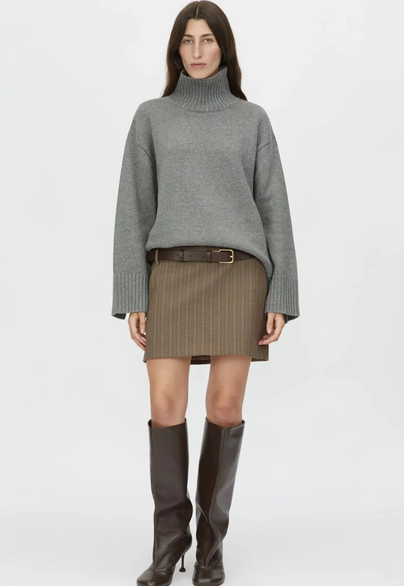 romeo__funnel_neck__grey__0.webp Clearance Romeo 2.0 Funnel Neck - Grey Melange Women Knitwear