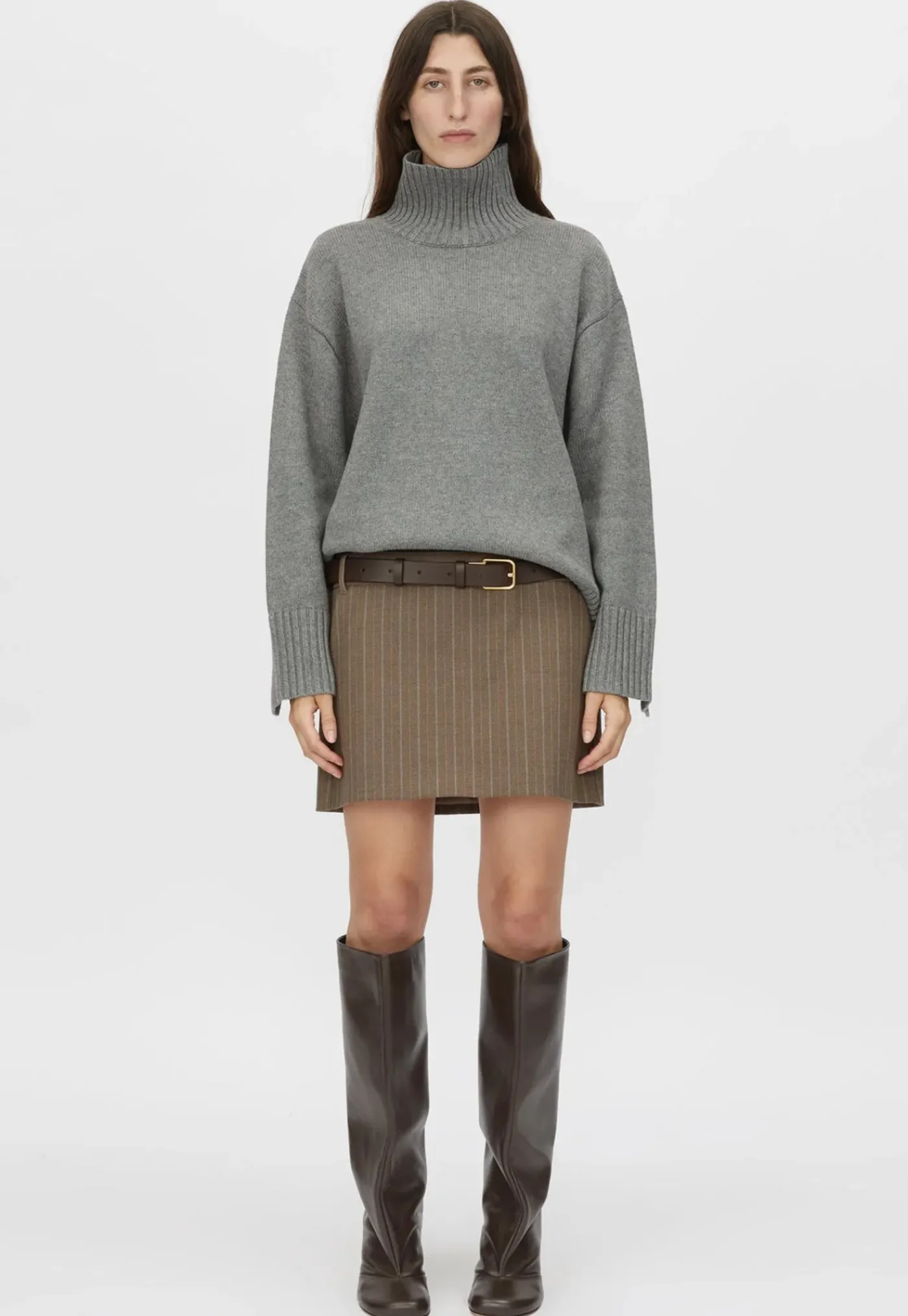 romeo__funnel_neck__grey__1.webp Clearance Romeo 2.0 Funnel Neck - Grey Melange Women Knitwear