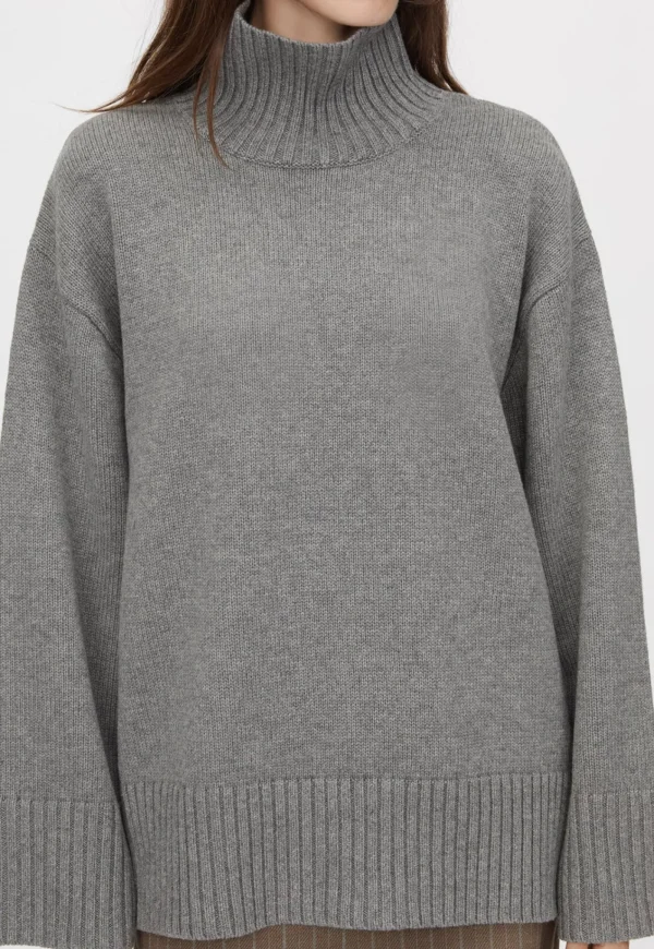 Clearance Romeo 2.0 Funnel Neck - Grey Melange Women Knitwear