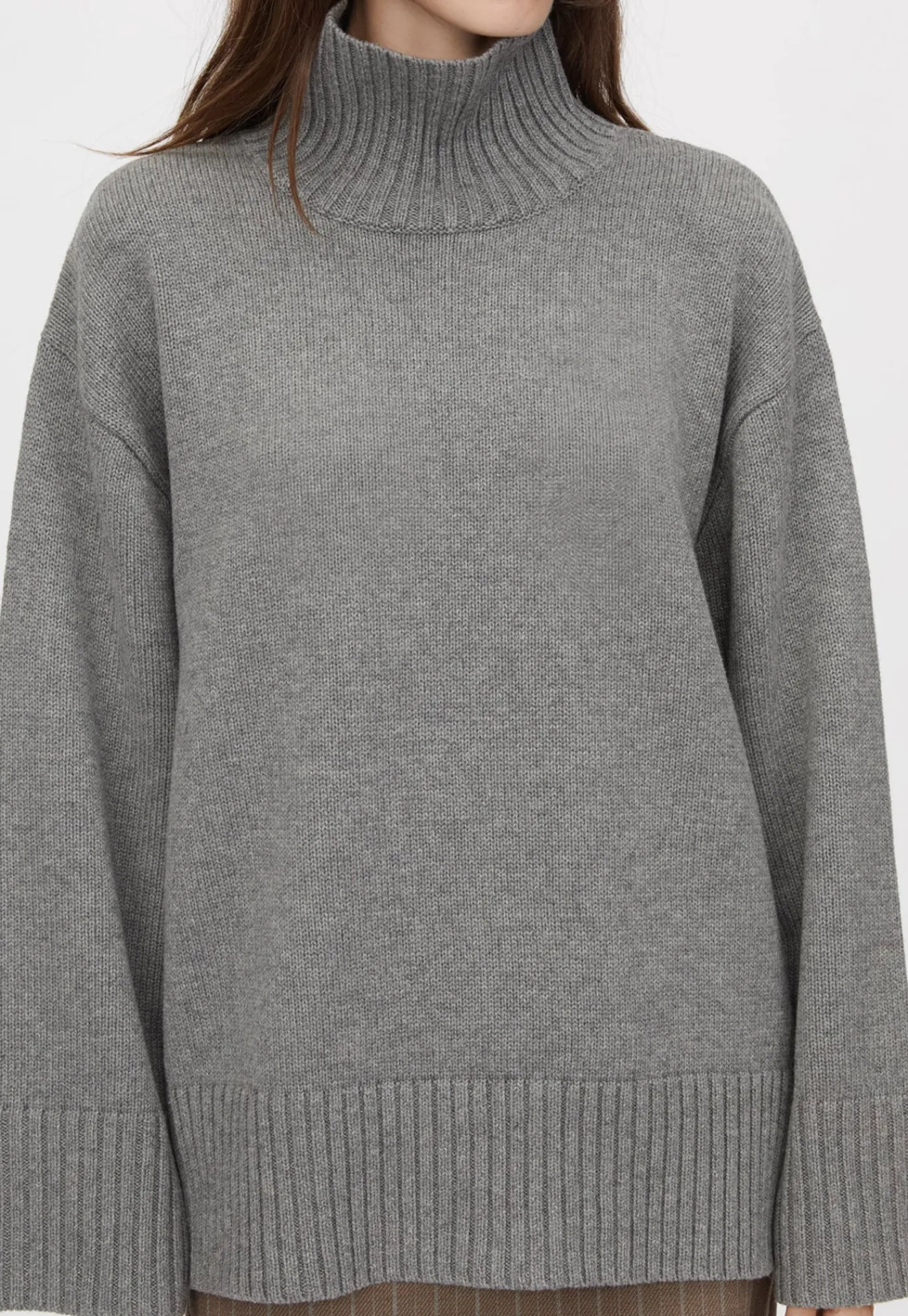 romeo__funnel_neck__grey__2.webp Clearance Romeo 2.0 Funnel Neck - Grey Melange Women Knitwear