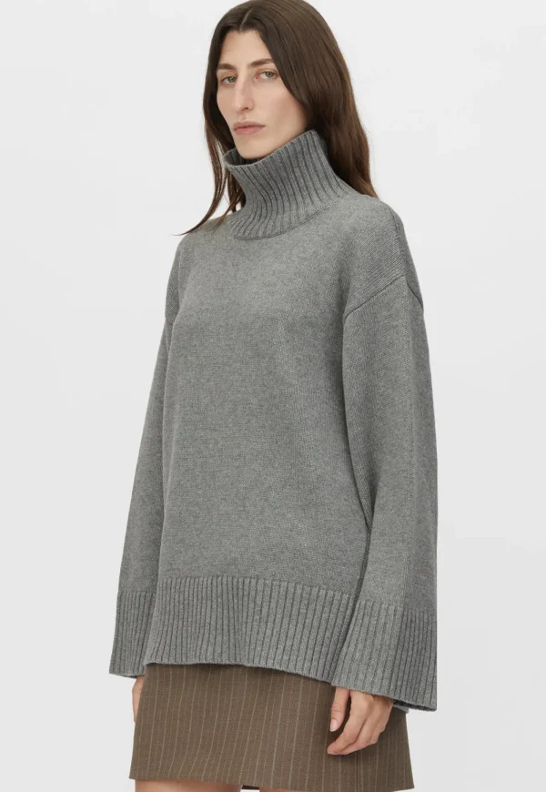 Clearance Romeo 2.0 Funnel Neck - Grey Melange Women Knitwear