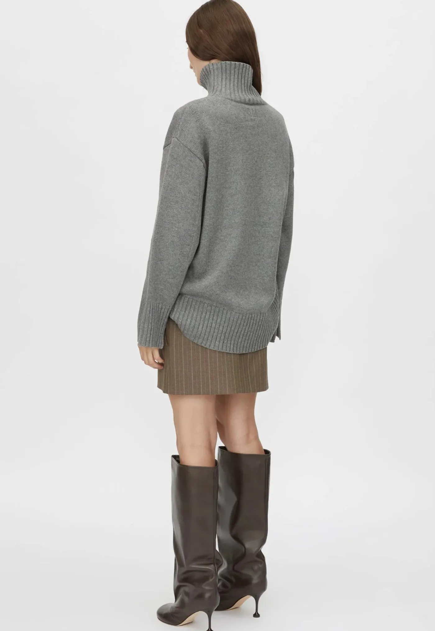 romeo__funnel_neck__grey__5.webp Clearance Romeo 2.0 Funnel Neck - Grey Melange Women Knitwear