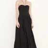 Discount Ruched Halter Neck Dress - Black Women Dresses