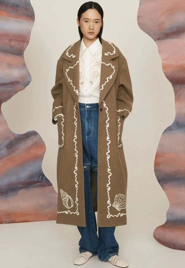 Hot Sammy Embroidered Coat - Olive Women Coats