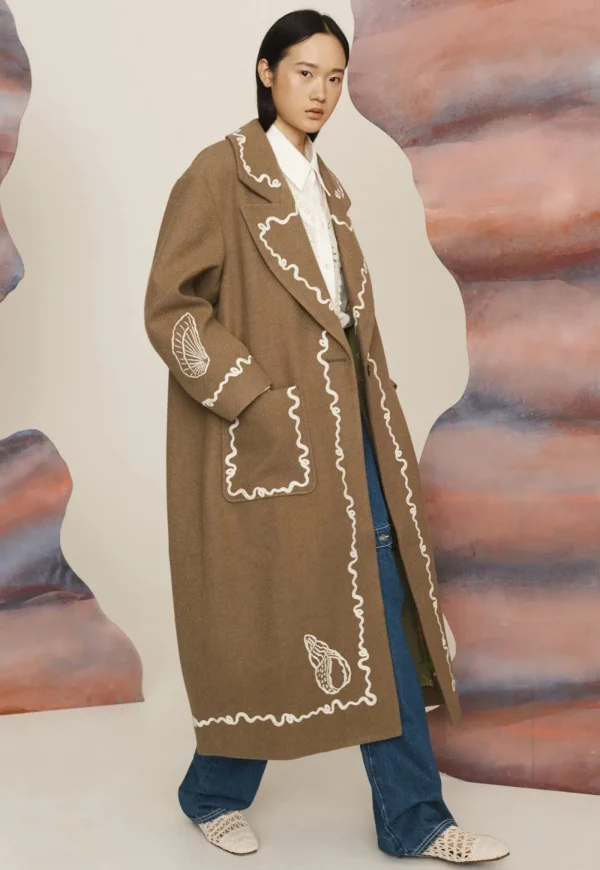 Hot Sammy Embroidered Coat - Olive Women Coats